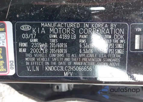 2017 Kia Niro Ex z USA, uszkodzony, nr VIN KNDCC3LC2H5066656